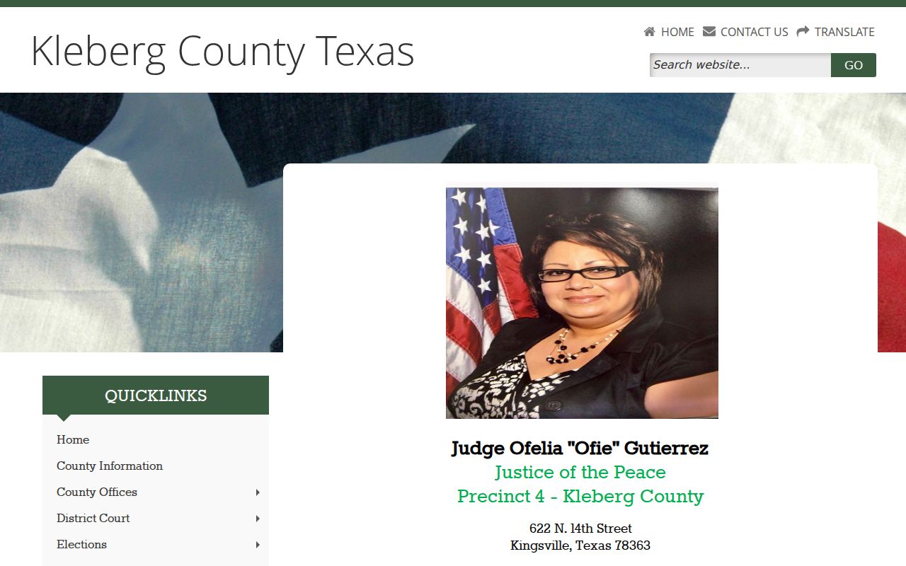 Kleberg County bench warrant information, JP4 hours and payment route
