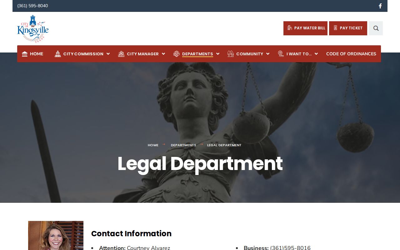 Kleberg County municipal warrant process, Kingsville municipal legal department